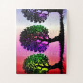Silhouette Bäume mit farbenfroher Himmelshintergru Puzzle (Vertikal)