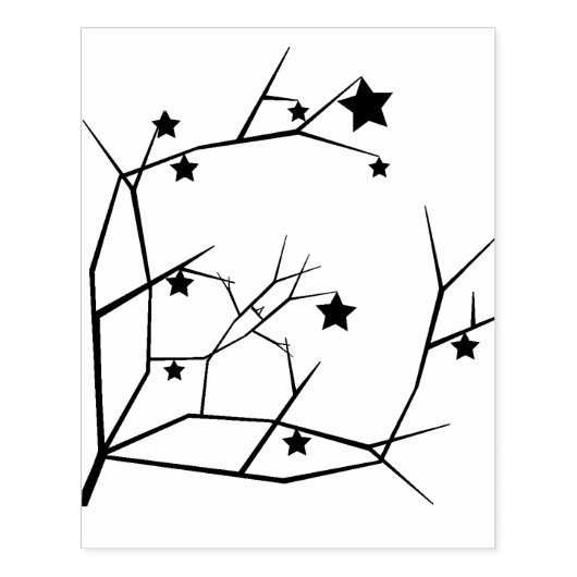 Silhouette Baumzweige und Sterne Kunst Briefmarke Gummistempel (Prägung)