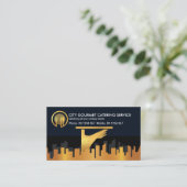 Silhouette-Bediener in Gold City Visitenkarte (Stehend Vorderseite)