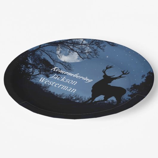 Silhouette bei der Nachtmesse Pappteller (Schrägansicht)