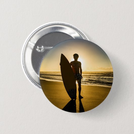 Silhouette bei Sonnenaufgang Button (Vorne & Hinten)