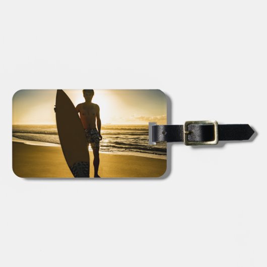 Silhouette bei Sonnenaufgang Gepäckanhänger (Vorderseite horizontal)