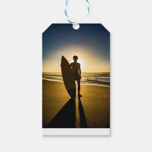 Silhouette bei Sonnenaufgang Geschenkanhänger (Vorderseite)