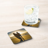 Silhouette bei Sonnenaufgang Getränkeuntersetzer (Rechte Seite)