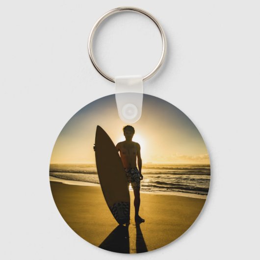 Silhouette bei Sonnenaufgang Schlüsselanhänger (Vorderseite)