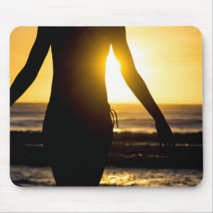 Silhouette bei Sonnenuntergang Mousepad