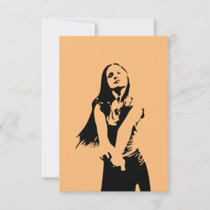 Silhouette Black and Orange Tancing Girl Karte