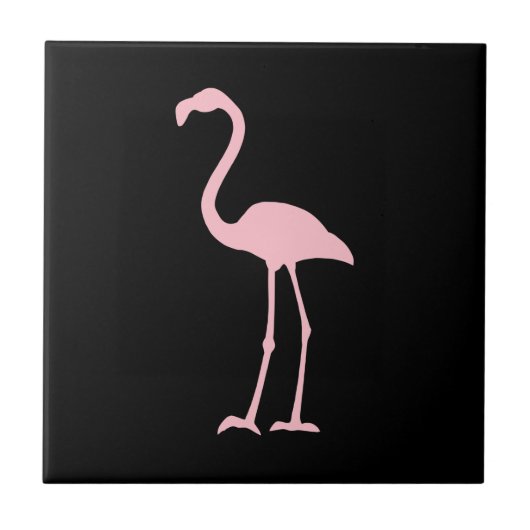 Silhouette Black and Pink Flamingo Fliese (Vorderseite)