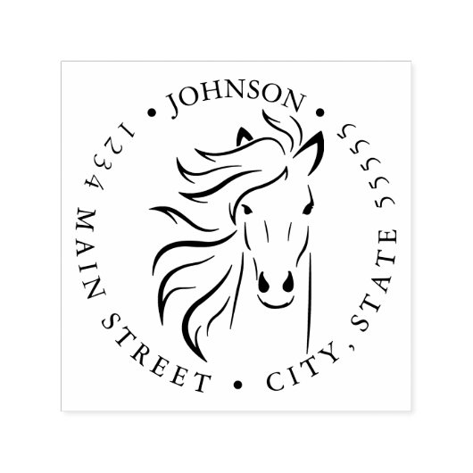 Silhouette Black and White Horse Rückgabezeichen Permastempel (Design)