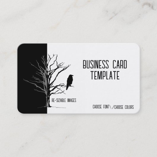 Silhouette Black Bird Raven Business Card Visitenkarte (Vorderseite)