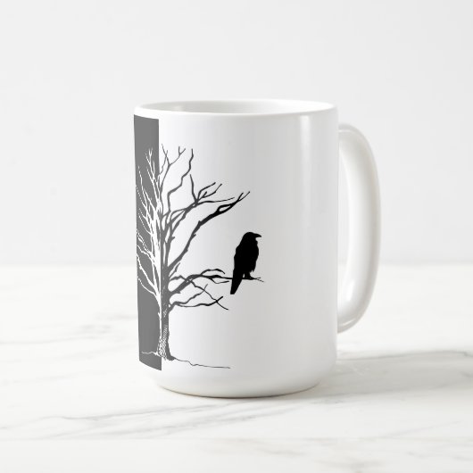 Silhouette Black Bird Raven Kaffeetasse (VorderseiteRechts)