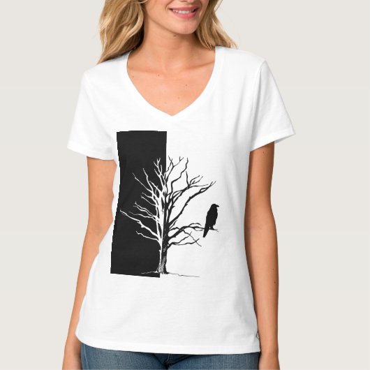 Silhouette Black Bird Raven T-Shirt (Vorderseite)