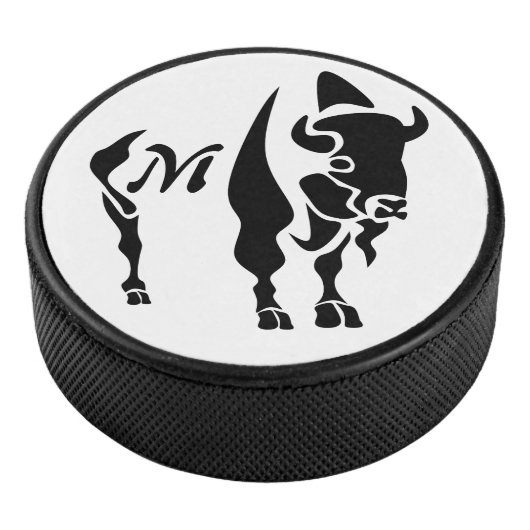 Silhouette Black Buffalo Eishockey Puck (3/4)