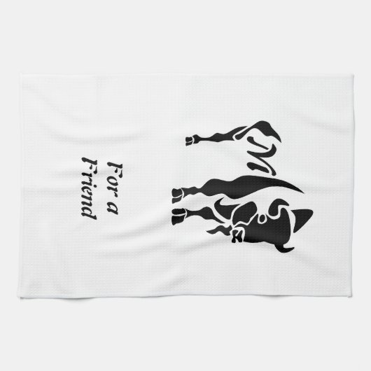 Silhouette Black Buffalo Monogram Geschirrtuch (Horizontal)