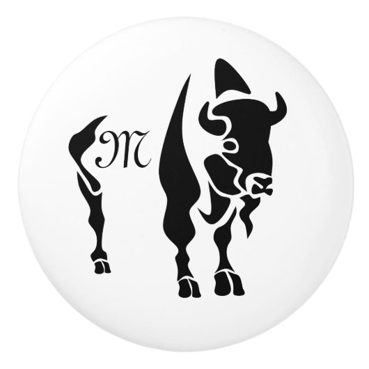 Silhouette Black Buffalo Monogram Keramikknauf (Vorderseite)