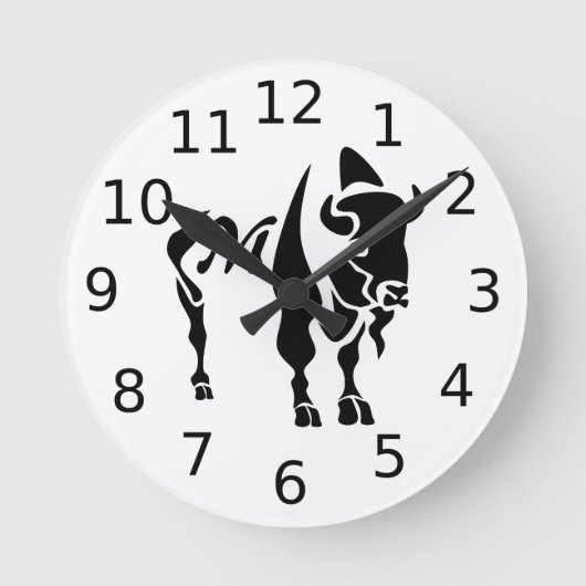 Silhouette Black Buffalo Monogram Runde Wanduhr (Vorderseite)