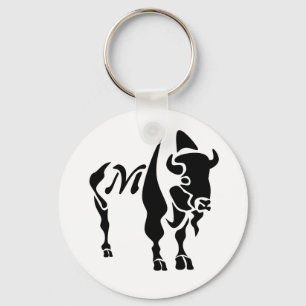 Silhouette Black Buffalo Monogram Schlüsselanhänger