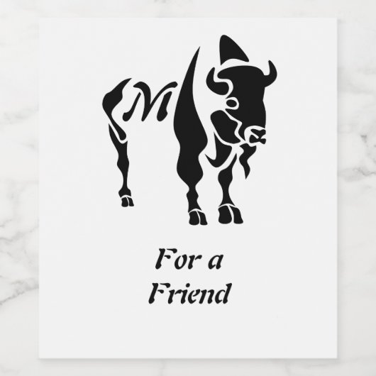 Silhouette Black Buffalo Monogram Weinetikett (Einzelnes Label)
