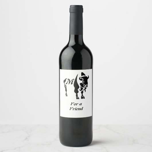 Silhouette Black Buffalo Monogram Weinetikett (Vorderseite)