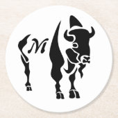 Silhouette Black Buffalo Runder Pappuntersetzer (Vorderseite)