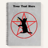 Silhouette Black Cat Holding Star Red Pentagram Notizblock (Vorderseite)