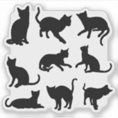 Silhouette Black Kitty Cat Family Collection Posen Aufkleber (Vorderseite)
