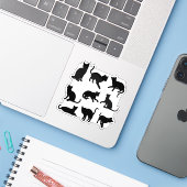 Silhouette Black Kitty Cat Family Collection Posen Aufkleber (Laptop mit iPhone)