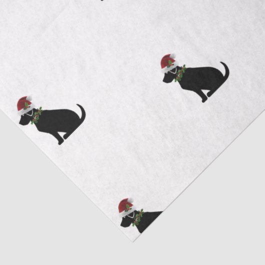 Silhouette Black Lab Weihnachtsmuster Grüner Karo Seidenpapier (Detail)