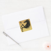 Silhouette Black on Gold Year of the Horse Quadratischer Aufkleber (Umschlag)