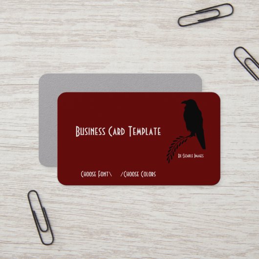 Silhouette Black Raven Bird Business Card Visitenkarte (Vorderseite/Rückseite Beispiel)