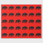 Silhouette Black & Red Buffalo Pop Geschenkpapier (Flach)