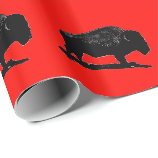 Silhouette Black & Red Buffalo Pop Geschenkpapier (Rolleneckpunkt)
