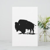 Silhouette Black & White Buffalo Briefpapier (Stehend Vorderseite)