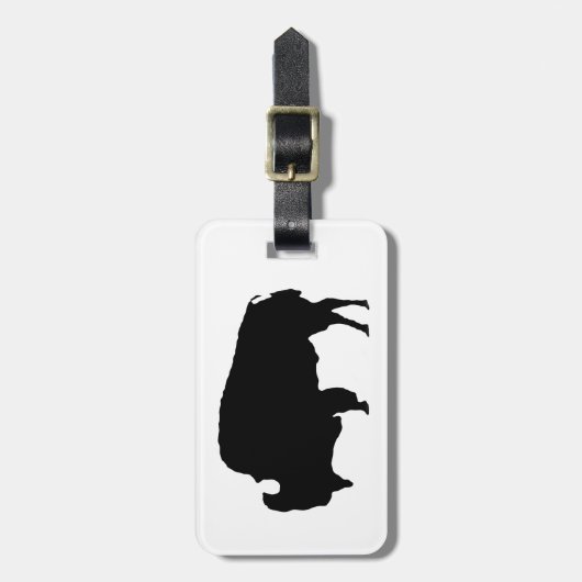 Silhouette "Black & White Buffalo" Gepäckmarke Gepäckanhänger (Vorderseite vertikal)