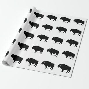 Silhouette Black & White Buffalo Geschenkpapier