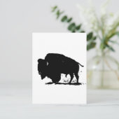Silhouette Black & White Buffalo Postkarte (Stehend Vorderseite)