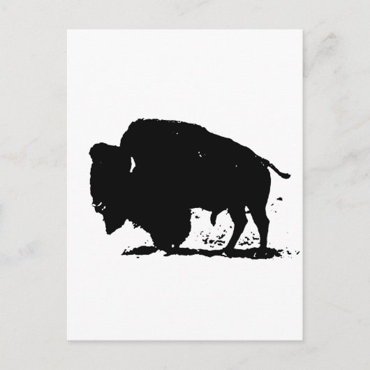 Silhouette Black & White Buffalo Postkarte (Vorderseite)
