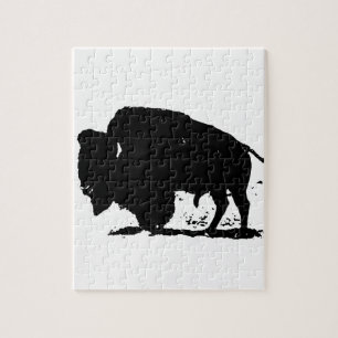 Silhouette Black & White Buffalo Puzzle