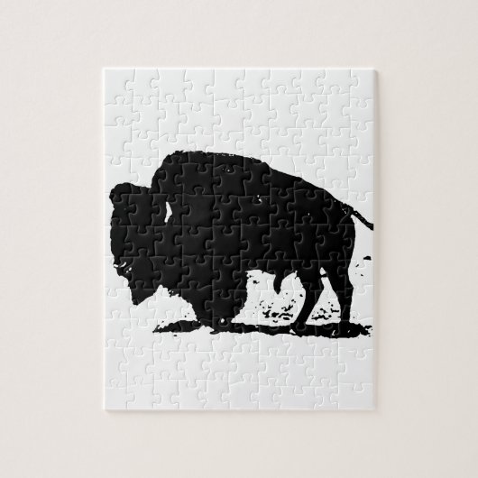 Silhouette Black & White Buffalo Puzzle (Vertikal)