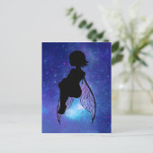 Silhouette Blau und Rosa Postkarte (Stehend Vorderseite)