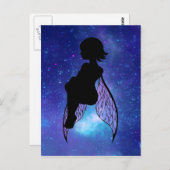 Silhouette Blau und Rosa Postkarte (Vorne/Hinten)