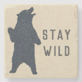 Silhouette "bleibe Wild Bear" Steinuntersetzer (Vorderseite)
