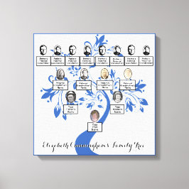 Silhouette Blue Floral Tree Vier-Generation-Foto Leinwanddruck