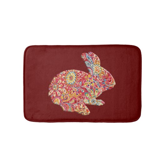 Silhouette Blume Kaninchen Bath Mat Badematte (Vorderseite)