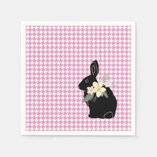 Silhouette Blume Rosa Hahnentrittmuster Ostern Serviette