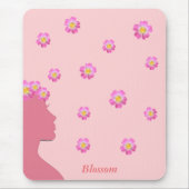 Silhouette, Blume und Text auf Rosa Mousepad (Vorne)