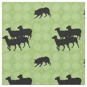 Silhouette Border Collie Herding Sheep Stoff (Nahaufnahme)