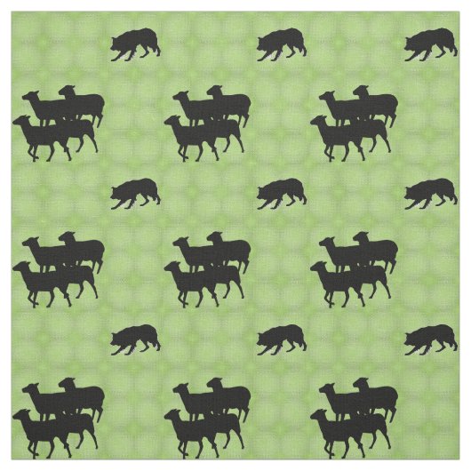 Silhouette Border Collie Herding Sheep Stoff (Muster)