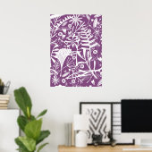 Silhouette Botanisch Lila und weiß Poster (Heimbüro)