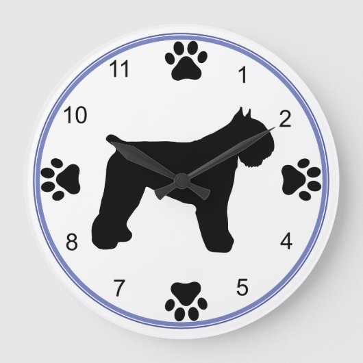 Silhouette Bouvier des Flandres Große Wanduhr (Vorderseite)